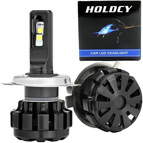 HOLDCY Car Led Headlight Bulbs Conversion Kit H4 9003 Hi/Lo Beam, Extremely Brigh CRRE Chip Fan 12000LM 6000K Cool White,Motorcycle Headlamp Auto parts Waterproof 1 Yr Warranty (1Pair)