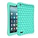 Fintie Silicone Case for Amazon Fire 7 Tablet (Previous Generation 7th, 2017 Release) - [Honey Comb Upgraded Version] [Kids Friendly] Light Weight [Anti Slip] Shock Proof Protective Cover, Turquoise