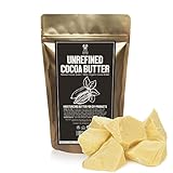 Best Raw, UNREFINED COCOA BUTTER, Incredible Natural Cacao Scent. For body butters, lotion, cream, lip balm or cooking & smoothies.- 100 Percent Pure & Fresh - 1 lb (16 oz)