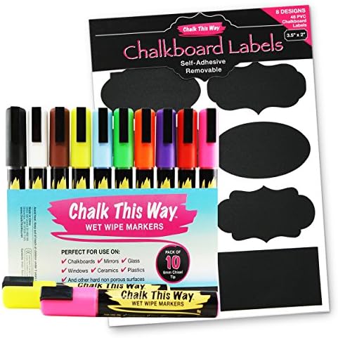 $15 SPECIAL THIS WEEK ONLY! Chalk This Way Neon Liquid Chalk Markers - 10 Pack. Includes 48 Chalkboard Labels FREE!