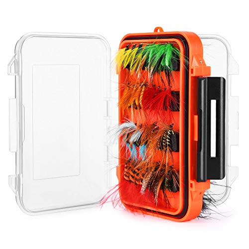 image for Magreel Fly Fishing Flies Kit with Box, Dry Wet Flies, Nymphs, Streame