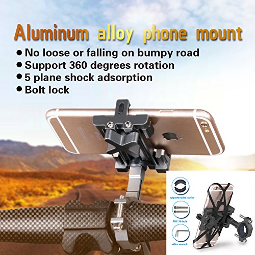 SpoLite Bike Phone Mount for Motorcycle-Bike Handlebars,Adjustable,Fits iPhone X, 8 | 8 Plus, 7 | 7 Plus, iPhone 6s | 6s Plus, Galaxy S7, S6, S5, Holds Phones Up To 3.94