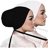 Hophor Women Under Scarf Hat Hijab Undercap Islamic Muslim Under Scarf Hijab Cap with Tie-Back Closure