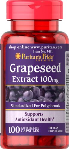 Puritan's Pride Grapeseed Extract 100 mg-100 Capsules Puritan's Pride Grapeseed Extract 100 mg-100 Capsules