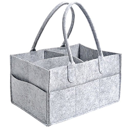 YUENA CARE Diapers Caddy Storage Bag Muitifunction Baby Nappy Organizer Nursery Bin Gray