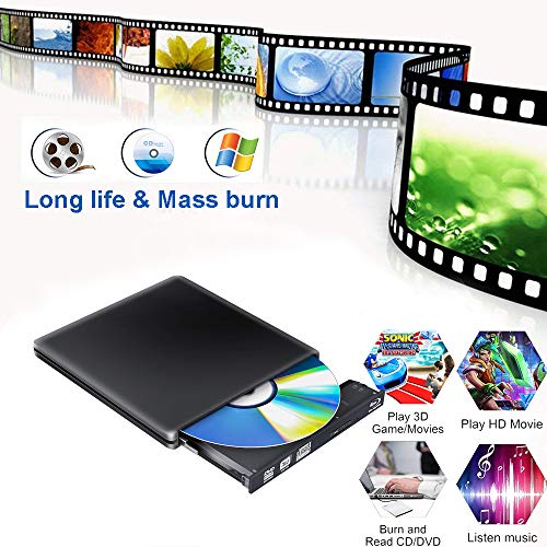 External Blu Ray DVD Drive 3D 4K,Bluray Disc USB 3.0 Burner Reader Slim BD CD DVD RW ROM Writer Player for iMac PC Laptop MacOS Windows 7 8 10 XP
