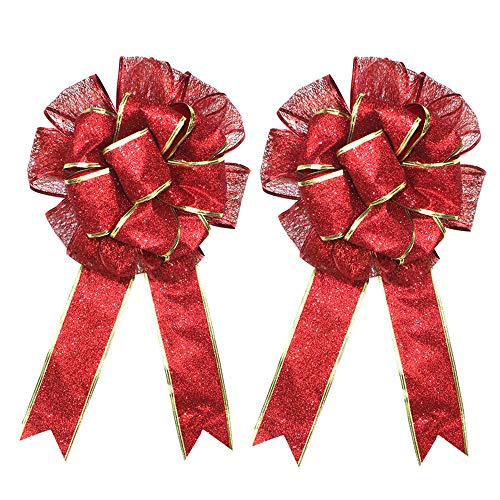 ZTY66 2Pcs Glittering Pull Bows Gift Knot Ribbon Strings for Christmas Decoration, Gift Wrapping, Glittering Colors /2545 cm (A)