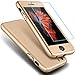 iPhone SE Case, COOLQO® Full Body Coverage Ultra-thin Hard Hybrid Plastic with [Slim Tempered Glass Screen Protector] Protective Case Cover for Apple iPhone SE (2016) & iPhone 5/5S (Gold)