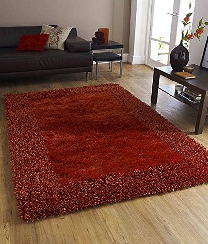 Yazlyn Collection Anti-Slip Plain Modern Shaggy Polyester Carpet, Maroon