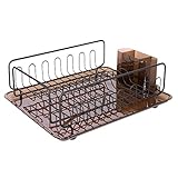 InterDesign Forma Kitchen Dish Drainer Rack with Tray for Drying Glasses, Silverware, Bowls, Plates - Amber/Bronze (Kitchen)