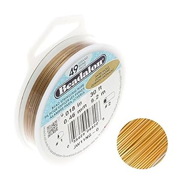 Beadalon Perlen-Draht, 49-Strang, 0,46 mm Durchmesser Satin Gold 9,2 m