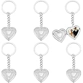 UNICRAFTALE 6Pcs Heart Photo Locket Keychain for Women Men Stainless Steel Locket Keychain Photo Frame Keychains Memory Picture Keychains for Wedding Decoration Birthday Gifts