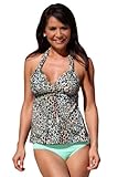 D250 Mint Leopard Tankini Top: 2X \ Bottom: S swimsuits