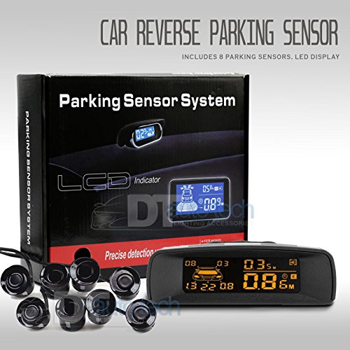 Car Parking Sensor Kit Rear Reverse Backup Radar System 8 Sensors with Display Backup Reversing Sensors Universal Auto Radar Detector Sensors Radar Buzzer BiBi Alarm Indicator (Black)