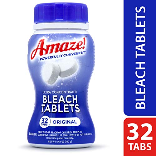 AMAZE! Ultra Concentrated Bleach Tablets for Laundry and Home Cleaning. (32 Count Original)