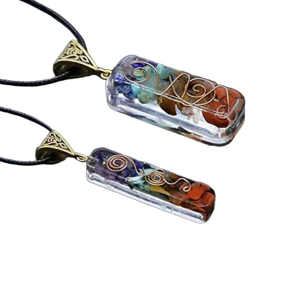SEKDAQ 7 Orgone Chakra Crystals Stones Orgone Pendant,orgonite Chakra Necklace For Yoga Emf Protection And Spiritual Healing（Set of 2）