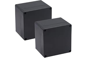 Raculety 2 Pack Project Box IP65 Waterproof Junction Box ABS Plastic Black Electrical Boxes DIY Electronic Project Case Power Enclosure 4.72"x4.72"x3.54"(120x120x90mm))