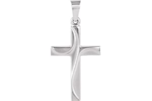 FB Jewels Solid 14K White or Yellow Gold Cross Crucifix Pendant (1.06 x 0.56 inch)