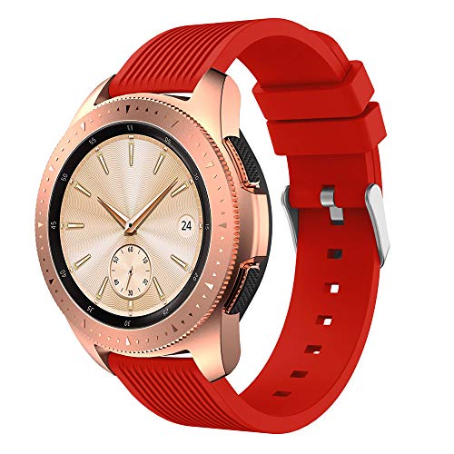 Insaneness Pure Colour Stripe Soft Silicone Watch Band Band Strap for Samsung Galaxy Watch (Red, 42mm)