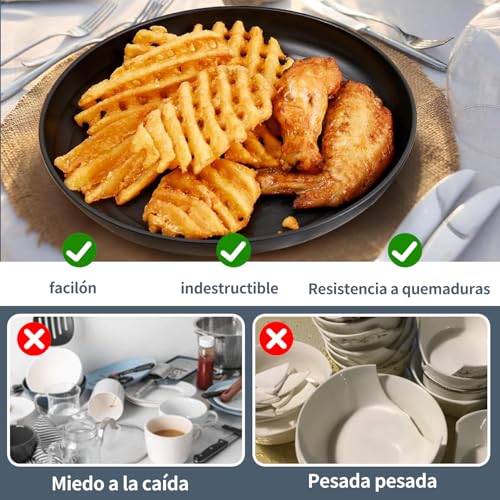 62 Pcs Juegos De Vajilla De Paja De Trigo,Platos De Paja De Trigo,Sin Bpa,Irrompibles Reutilizables Y Ligero,Aptos Para Lavavajillas Y Microondas,Para Acampar,Picnics,Dormitorio,Rv,Reunión Familiar