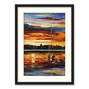 Black Framed Canvas Wall Art Oil Painting Scenery Home Artwork Decoration for Living Room, Bedroom - 23x31 inches