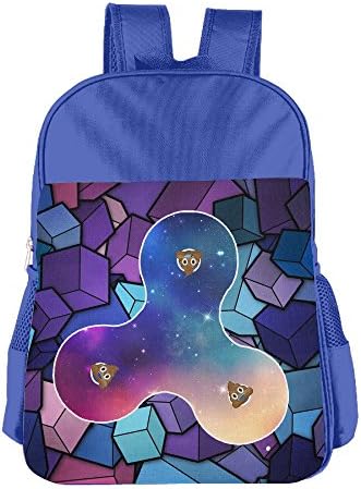 Fidget Spinner T-Shirt Poop Emoji On Fidget Spinner Emoji Bookbag School Backpack Bag For Kids For Boys Girls RoyalBlue