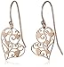 Amazon Essentials 14k Rose Gold Plated Sterling Silver Filigree Heart Dangle Earrings, (previously Amazon Collection)