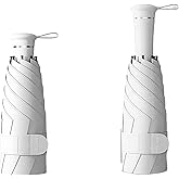 Mini Folding Travel Umbrella with Built-in Hidden Telescoping Handle,Teflon Coating, UPF 50+,UV Protection,Compact Lightweight Portable,6 Ribs Design,Small,Sun/Rain,Women/ Kids/Girls,Backpack Car