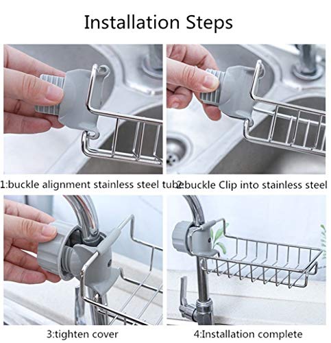 Stainless steel faucet drain rack,Draining Basket Faucet Clip Kitchen Holders Racks Soap Sponge Dishwashing Liquid Drainer Brush Storage Organizer Shelf, Sink Accessories ventilation Drying Shelf