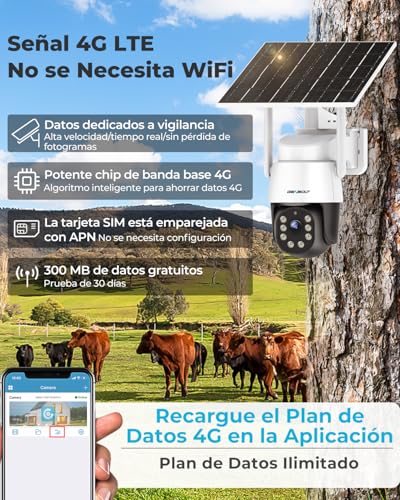 GENBOLT 4G AOV Solar Wireless Outdoor Surveillance Camera,Recording 24/7 3MP Outdoor Security IP Camera without WiFi with SIM Card,90ft AI Detection,CCTV Camera with 8W 10400mAh Battery
