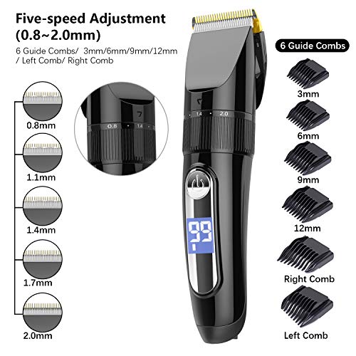 GOOLEEN Professional Hair Clippers for Men Cordless Hair Clipper Set Beard Trimmer Hair Trimmer IPX7 Waterproof USB Rechargeable Electric Hair Cutting Kit with Hairdressing Cape LCD Display