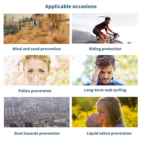 Anti Fog Safety Glasses for Women Men,Anti Pollen Protective Eyewear with Side Shields,Black Blue Light Blocking Glasses