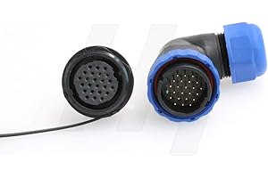 HANGTON CONNECT HangTon HE29 24 Pin Plastic Waterproof Connector Threaded Outdoor Industrial Automotive Electrical Power Circular Male Female Angled Wire Cable Plug + Panel Socket (24 pin)