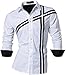 jeansian Men's Slim Fit Long Sleeves Casual Shirts Z006 White M