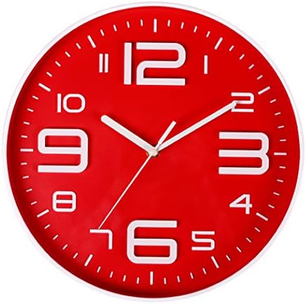 SonYo Big 3D Number Silent Wall Clock Quiet Sweep Movement Wall Clocks Decorative for Living Room Red 12 Inch