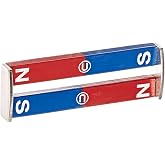 United Scientific&trade; Alnico Bar Magnets, 3" Long, Pair, Blue/Red | 1/2" Width, 1/4" Thick, Alnico 1 Alloy, Poles Clearly Marked, Includes End Keepers, Durable Classroom Use, Sold in Pairs