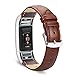 Fitbit Charge 2 Bands, Benuo Genuine Leather Replacements, Premium Wristbands with Sturdy Adapter and Metal Buckle for Fitbit Charge 2 (Brown)