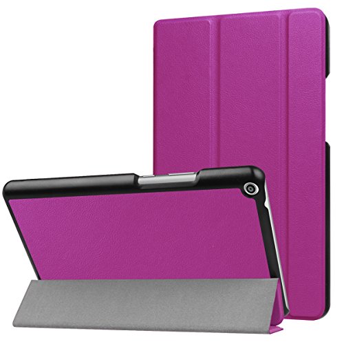 ChainPlus Huawei Mediapad T3 8.0 Case, Huawei Mediapad T3 8.0 Leather Wallet Case Book Design with Flip Cover and Stand [Credit Card Slot] Cover Case Compatible with Huawei Mediapad T3 8.0 - Purple