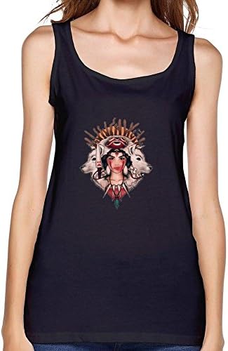 ZhiBo Vintage Cursed Spirit Wolf Princess for Mononoke Hime for Miyazaki Hayao Designed Tank top for Women Black Small
