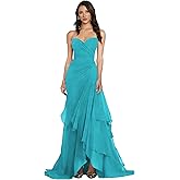 OUYAMEI Chiffon Tiered Bridesmaid Dress 2026 for Women Strapless Corset Ruffles Evening Dresses A-Line Sleeveless Prom Gowns