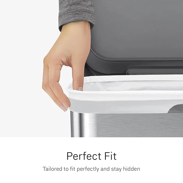 SIMPLEHUMAN CODE H 200 COUNT CUSTOM FIT LINERS, DRAWSTRING KITCHEN TRASH BAGS, ONE-BY-ONE MESS-FREE DISPENSE, EXTRA THICK & DOUBLE SEAMED, 50% PCR PLASTIC, 30-35 LITER / 8-9 GALLON, WHITE