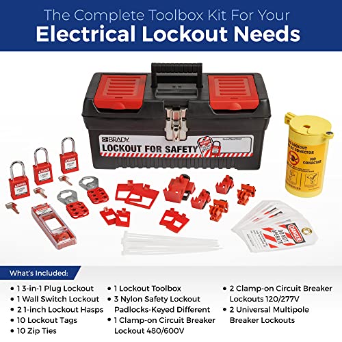 BRADY Electrical Lockout Tagout Kit Hasps, Clamp On, Universal