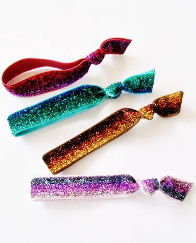 4 Glitter Hair Ties Ombre Sparkle By Lucky Girl Hair Ties Brand