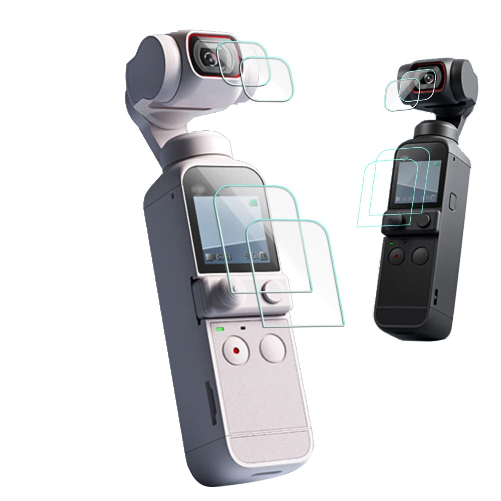 FANZR Screen Protector Compatible for DJI Pocket 2 /Pocket 1 Camera (2+2 Pack), 0.3mm 9H Hardness Anti-Scratch Tempered Glass