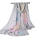 E-Clover Herebuy - Unique Women's Floral Scarves: Chiffon Flowers & Birds Printed Scarf (Gray01)