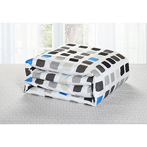7 Piece Black White Metro Block Comforter Set Queen Dark Black