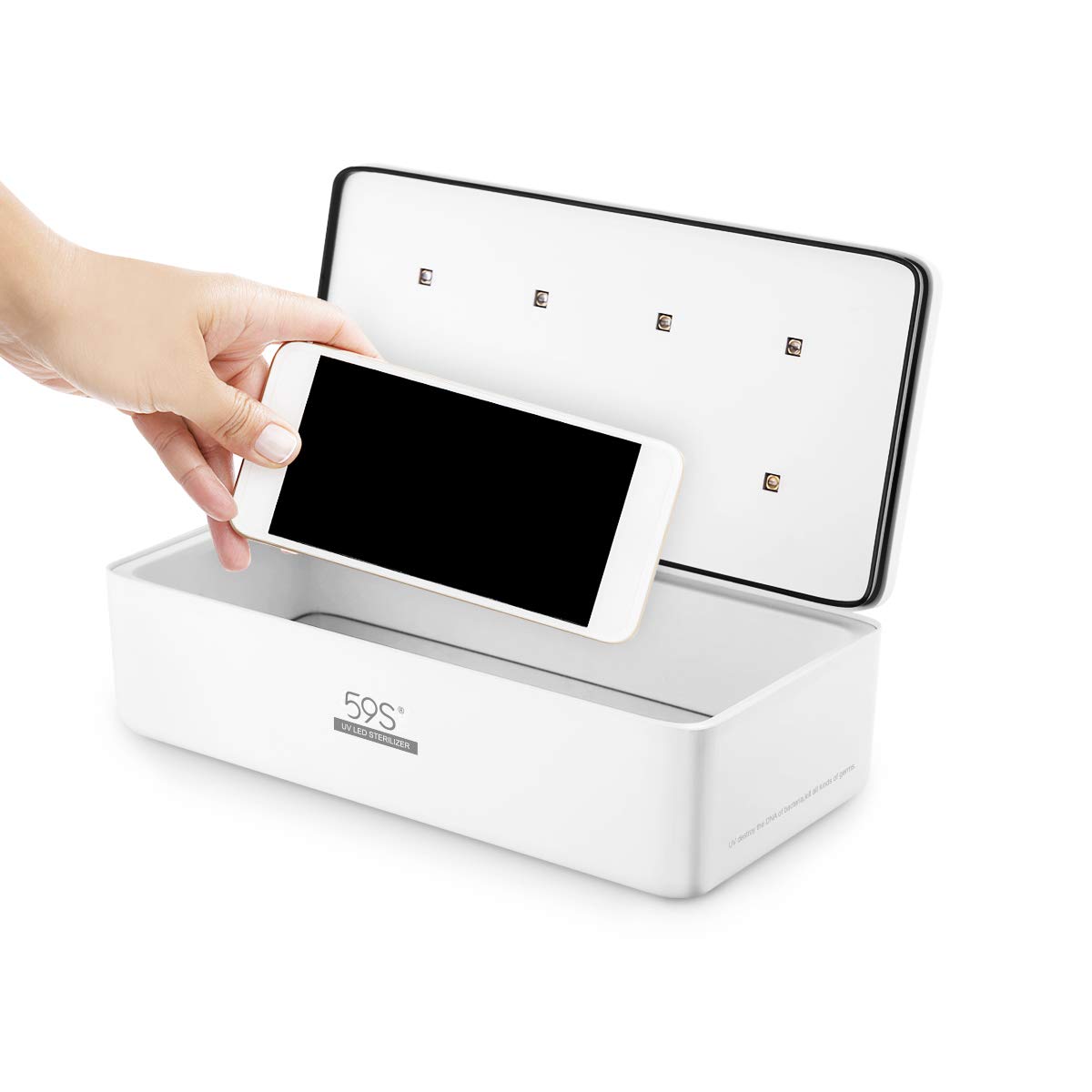 UV Light Sanitiser UVC Lamp Case Beauty Storage Sterilizing Box for Mobilephone Makeup Tools Nail Clipper Files Brush Razor Disinfection 59S S2