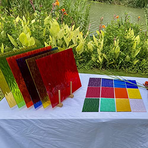 Unicoshape 12 Sheets Stained Glass Sheets Pack, 6" X 4" Cathedral Glass