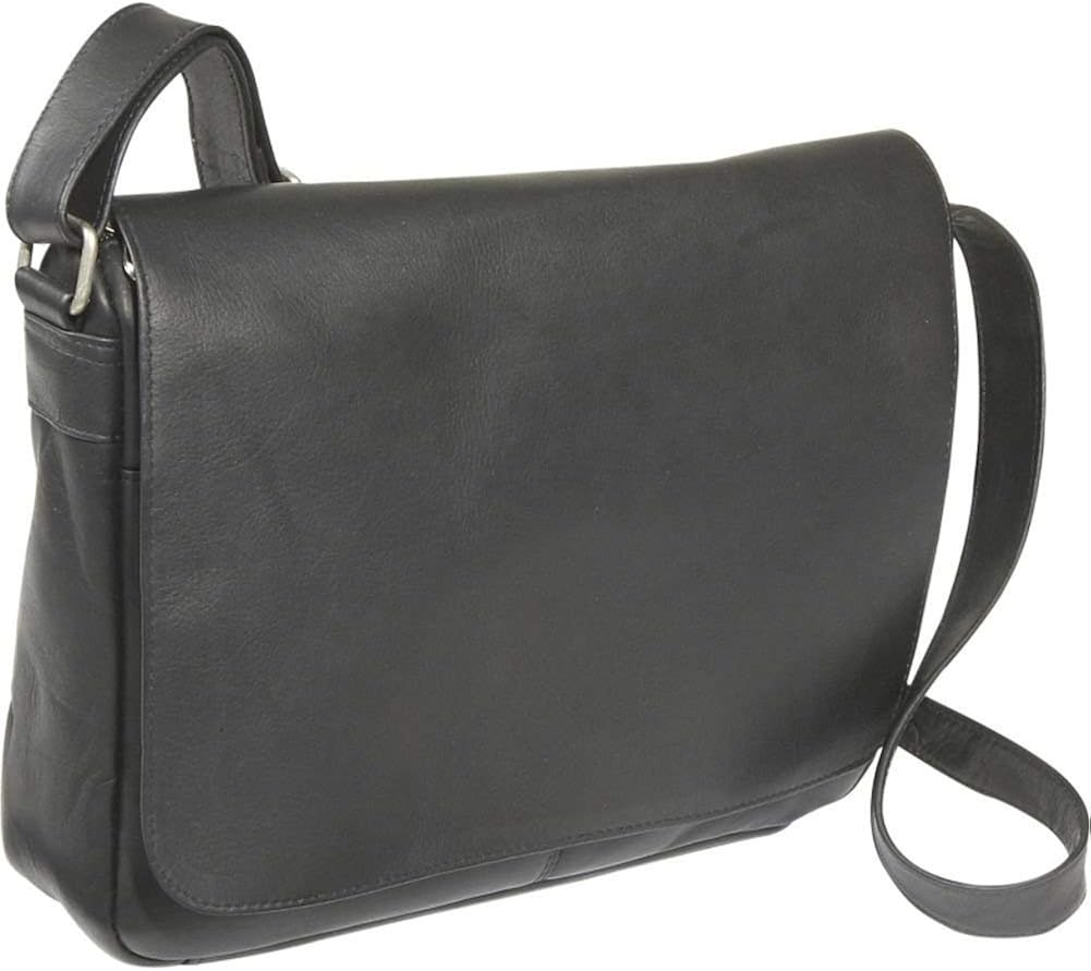 Le Donne Leather Full Flap Over Shoulder Bag, Premium Full-Grain Colombian Vaquetta Leather Crossbody, 13" x 10" x4"