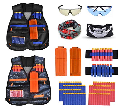 Fstop Labs 2 Pack Mega Set Kids Tactical Jacket Vest Kit for Nerf N-Strike Gun Wars (Camouflage)
